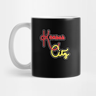 Vintage Kansas City Red And Yellow Hand Drawn Script For KCMO Locals Mug